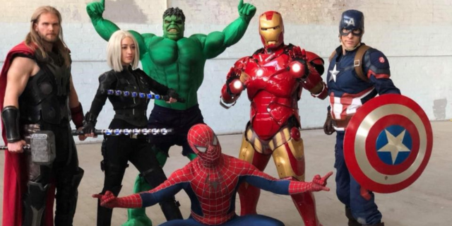 Avengers superheroes dressed up in costume