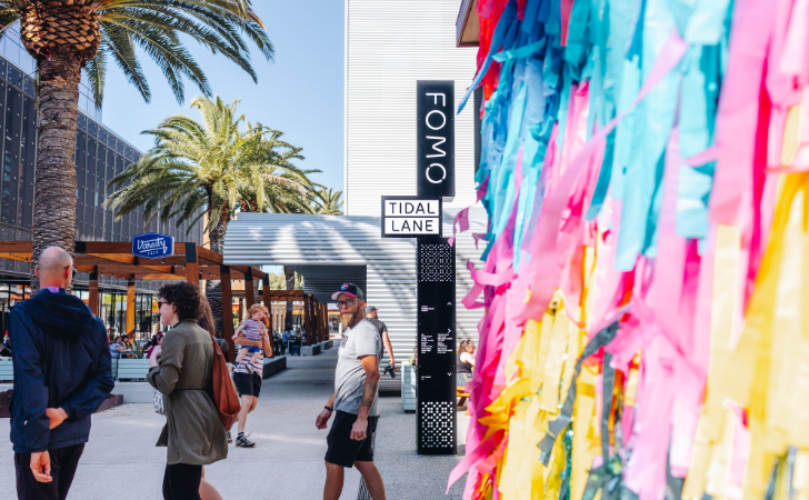 People walk through bustling FOMO Freo in Fremantle