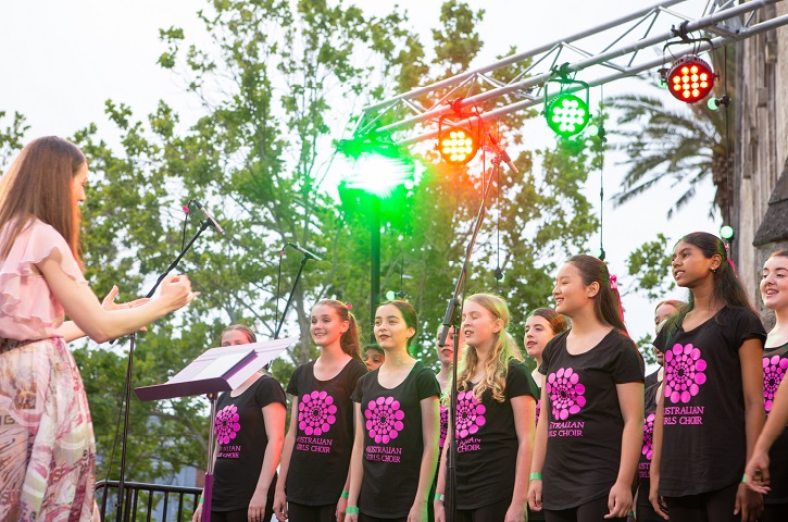 Carol singers performing in Walyalup Koort.