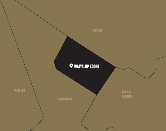 Map of Walyalup Koort and bordering neighbourhoods.