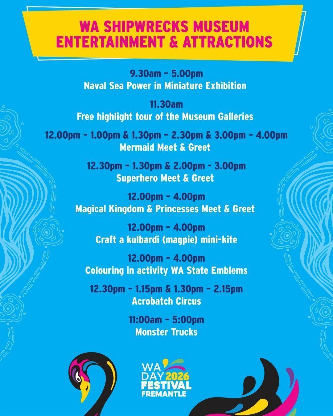 Schedule for Shipwrecks museum precinct 