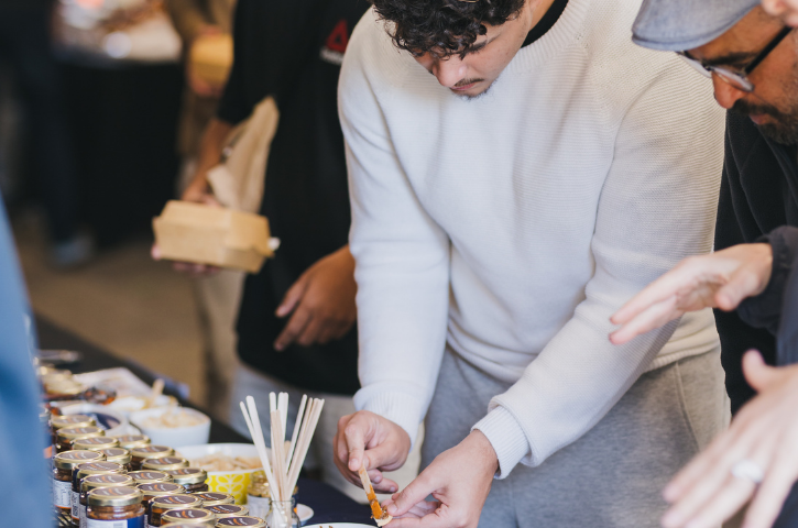 two men tasting samples at the Fremantle Truffle house 