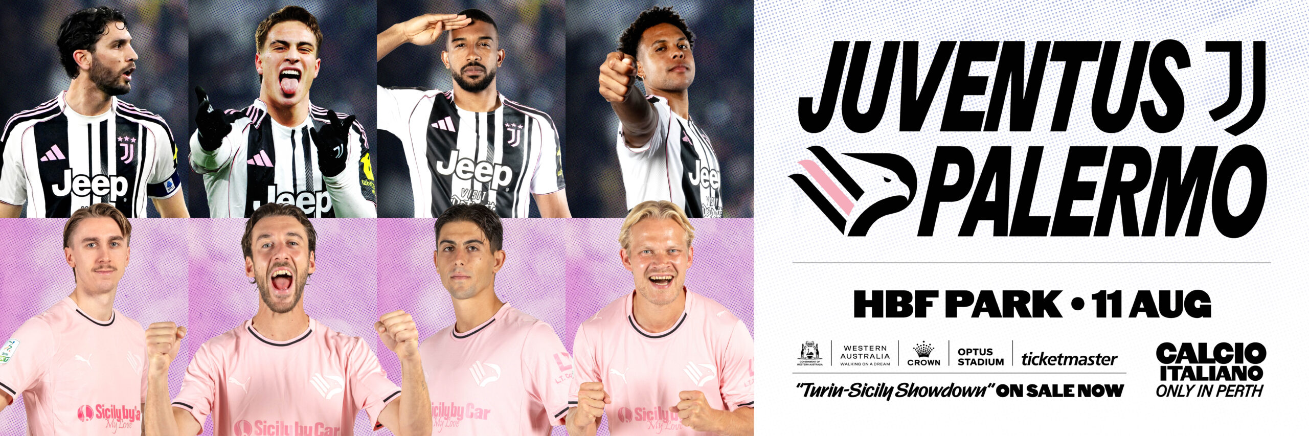 a football poster with Palermo players and Juventus players