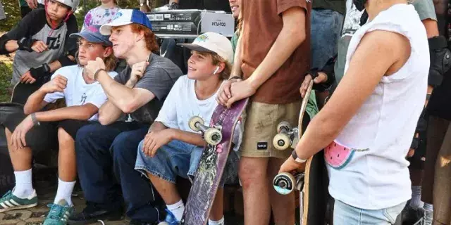 Children with skateboards