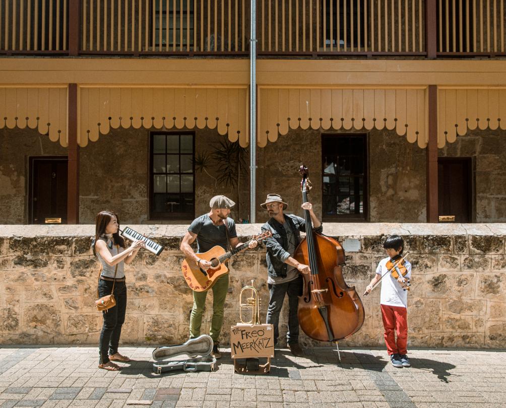 Buskers near Fremantle Markets Buskers near Fremantle Markets