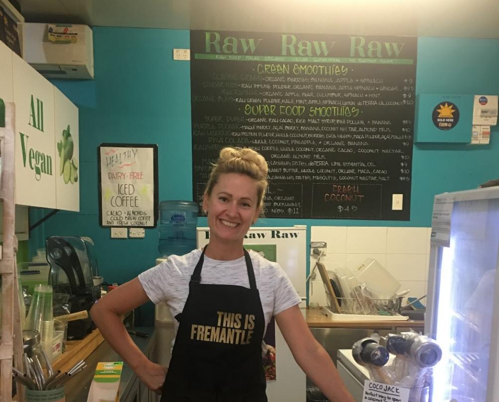 Karli from Raw Raw Raw wearing her THIS IS FREMANTLE apron
