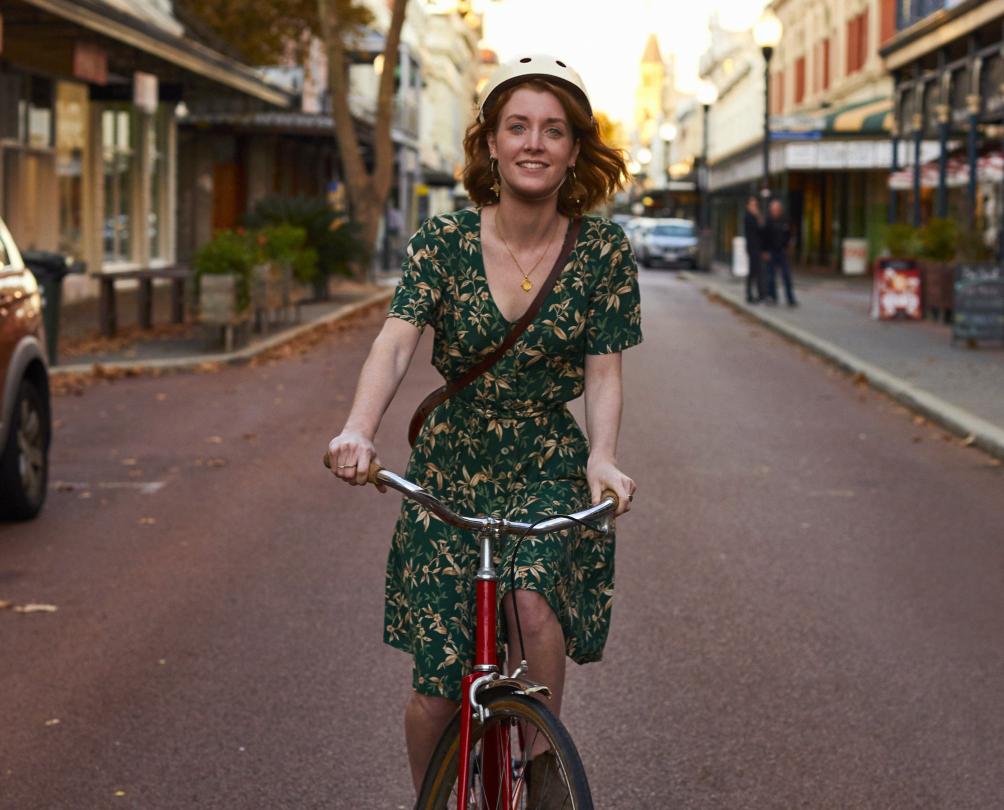 Cycling through the streets of Fremantle High Street, West End