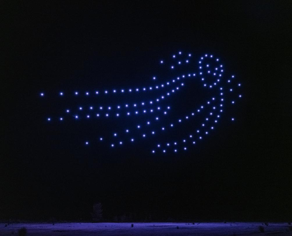 Moombaki (2021) drone light show, Fremantle Biennale. Photo by Duncan Wright Ilona McGuire, Moombaki (2021) drone light show, commissioned for CROSSING 21_Image courtesy of artist & Fremantle Biennale_© Duncan Wright