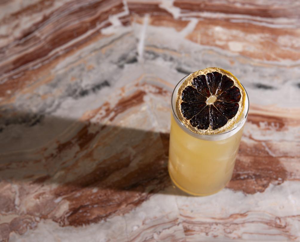 Cocktail on marble table at Cassia Fremantle