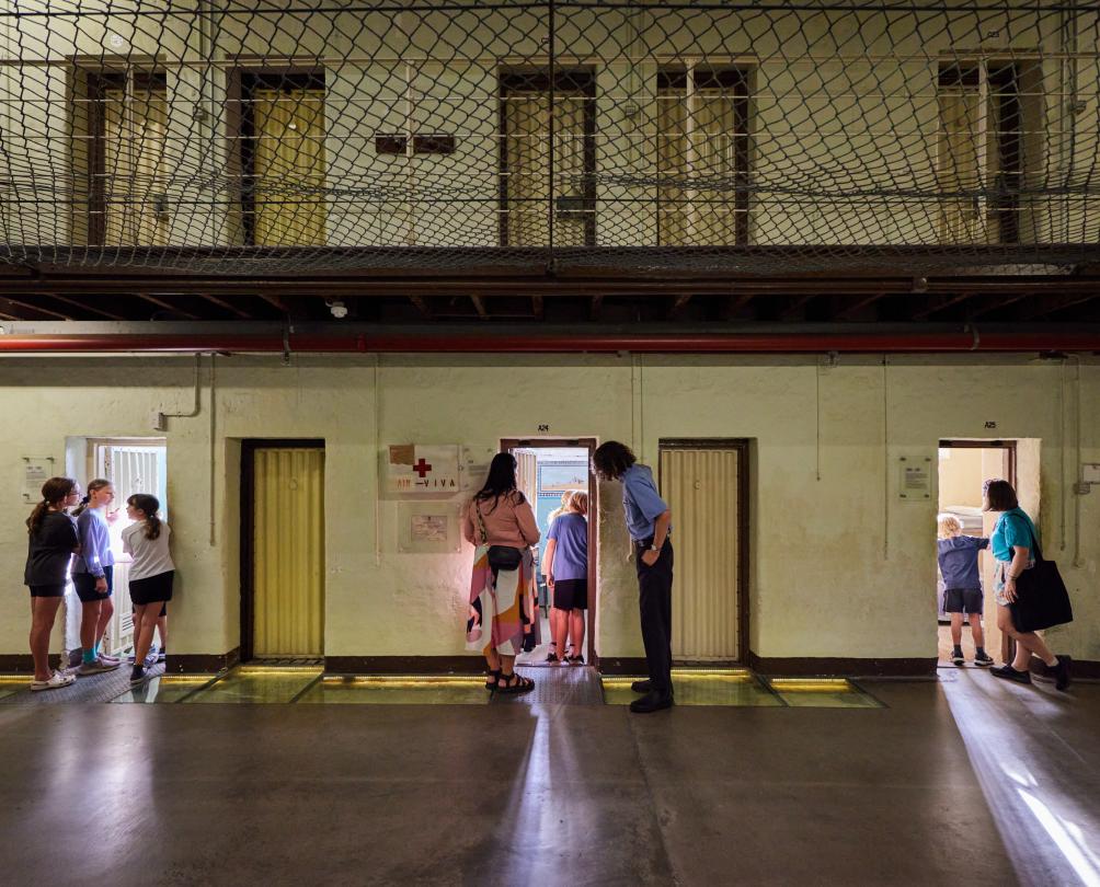 Children and adults at Fremantle Prison on a school holiday tour - captured by Jess Wyld