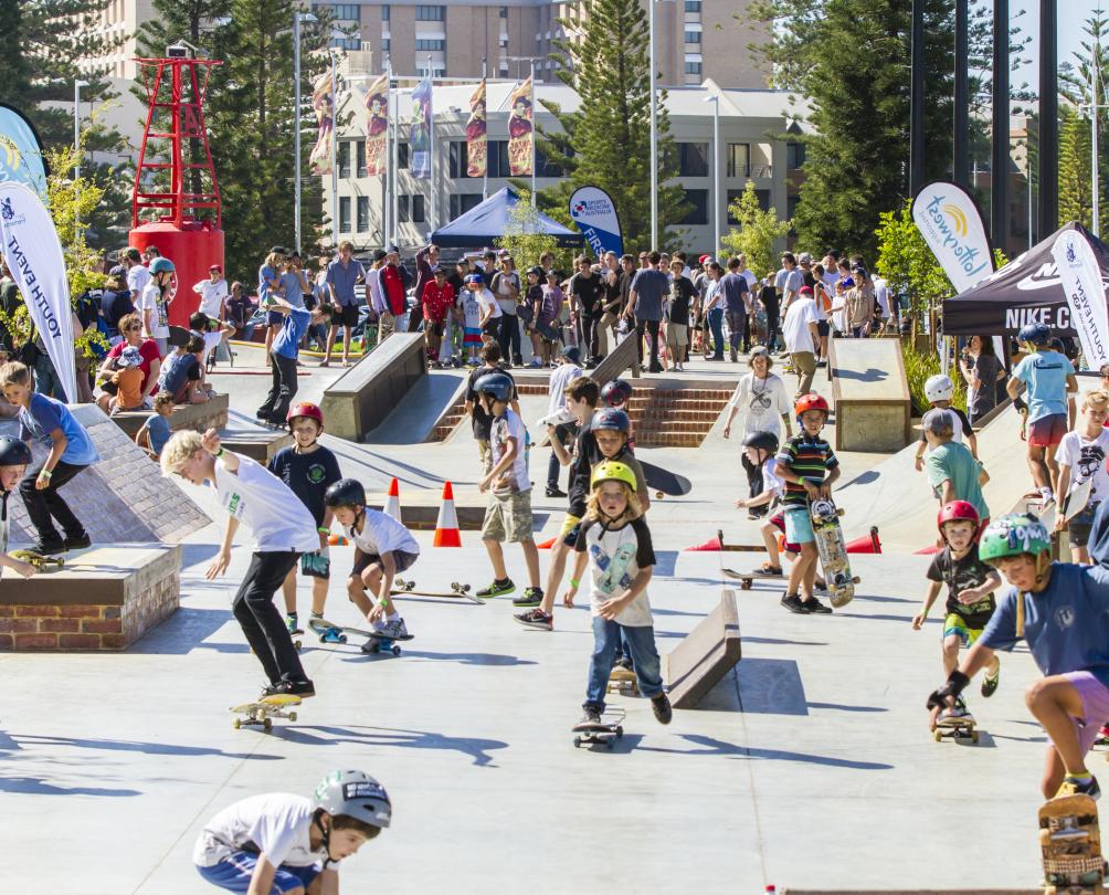 Action at the Esplanade Youth Plaza.