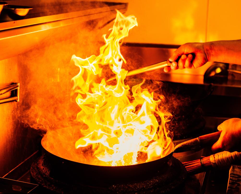 Fire in a pan.