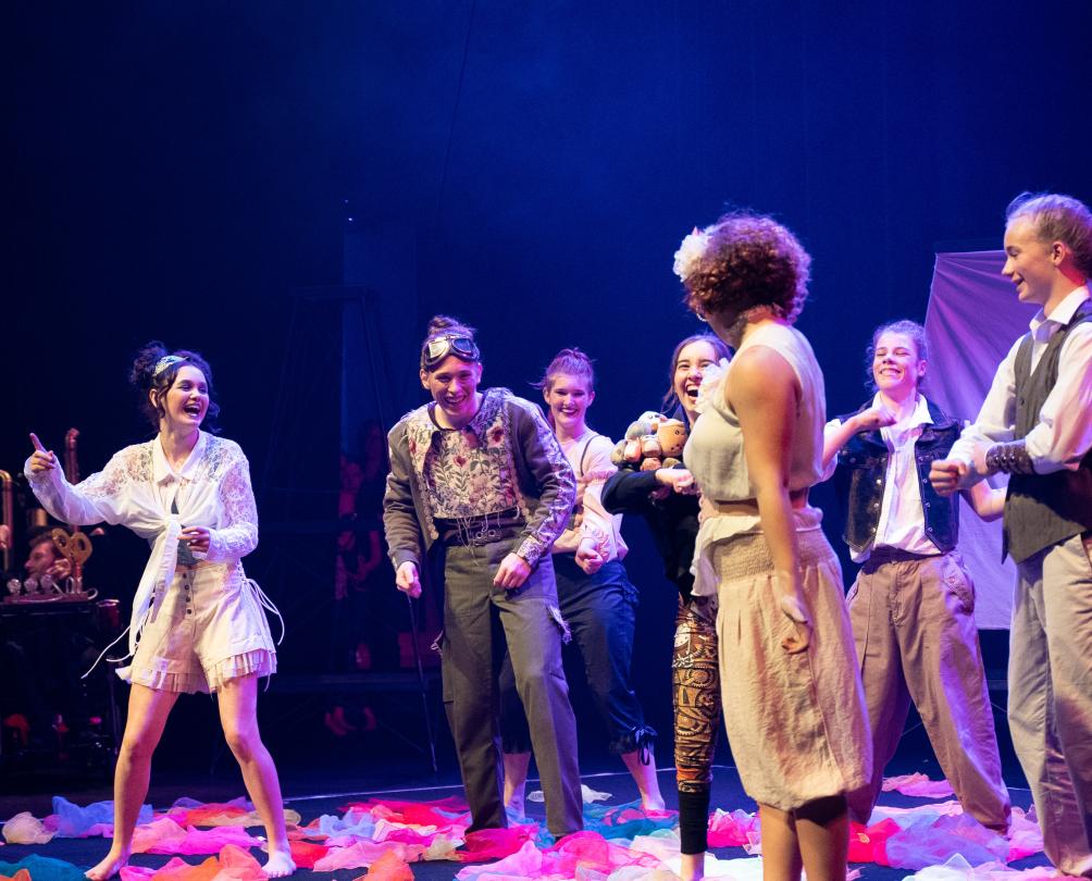 circus group on a stage