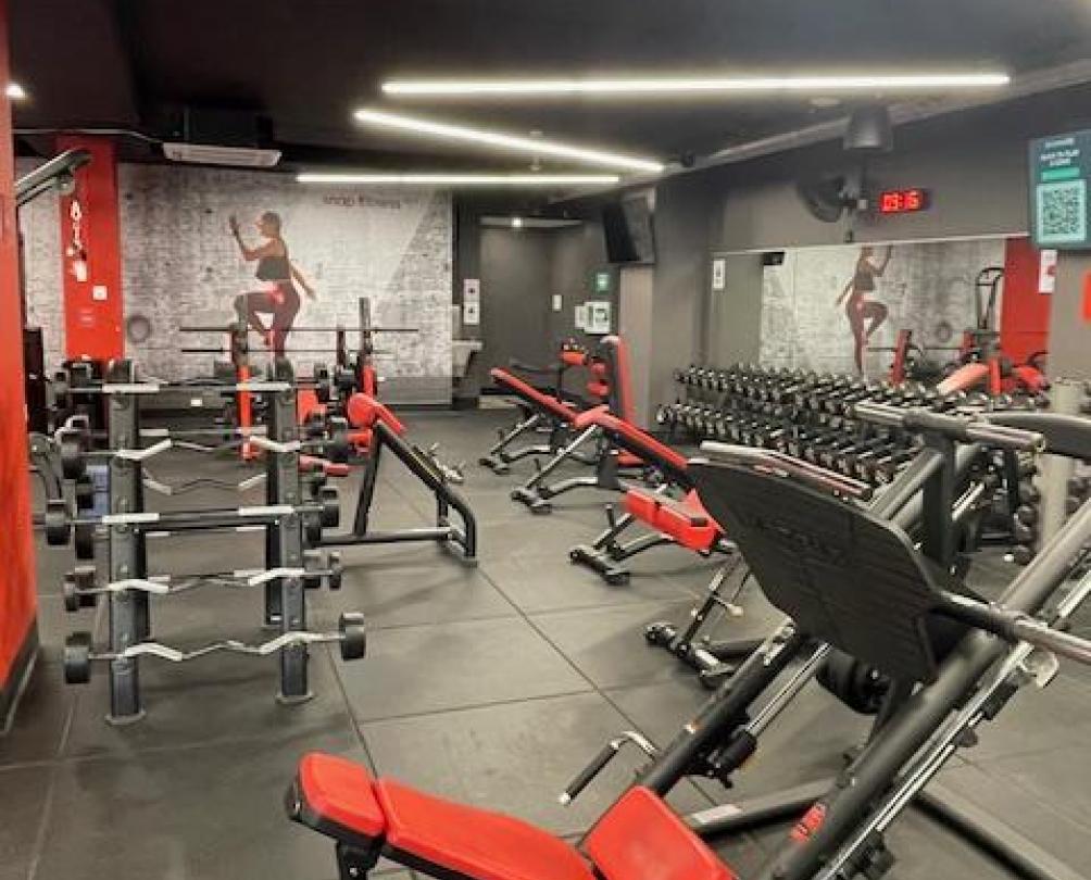 free weight machines inside a gym