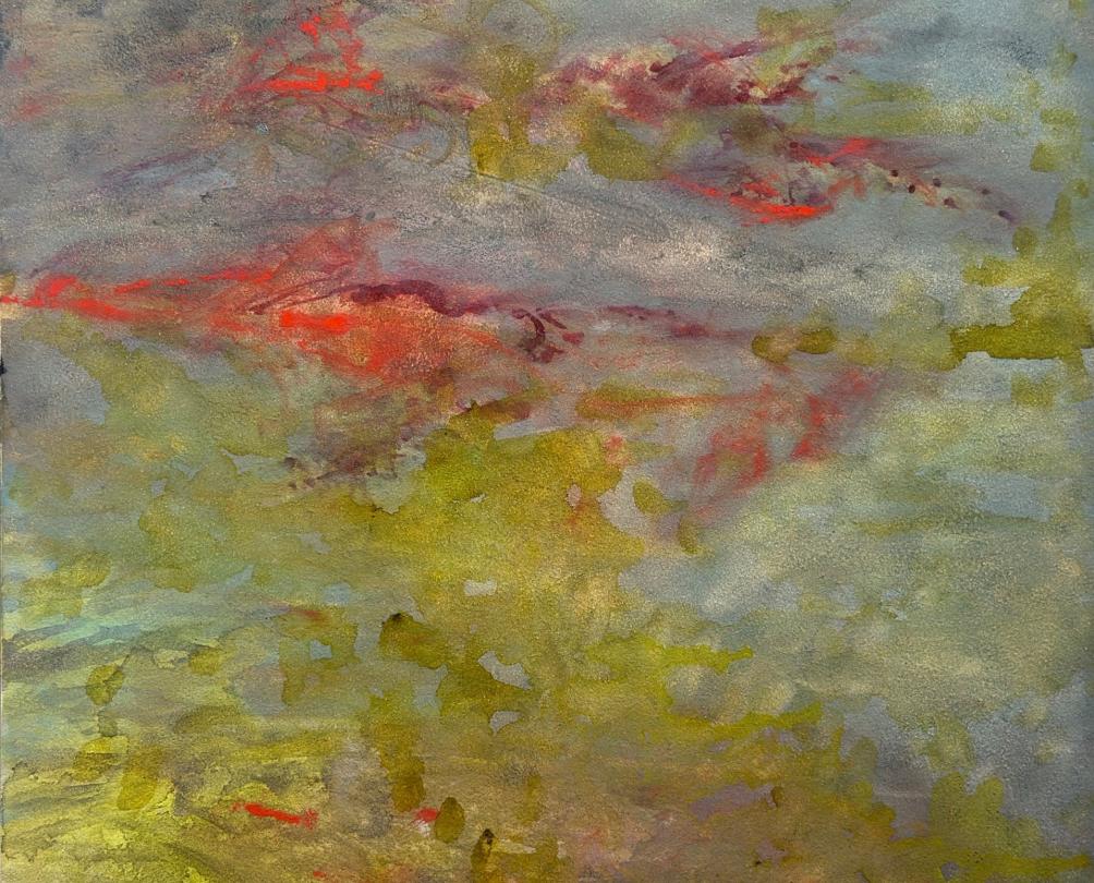 a red, yellow and orange painting