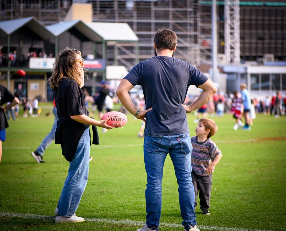a family at the Fremantle Football Oval 