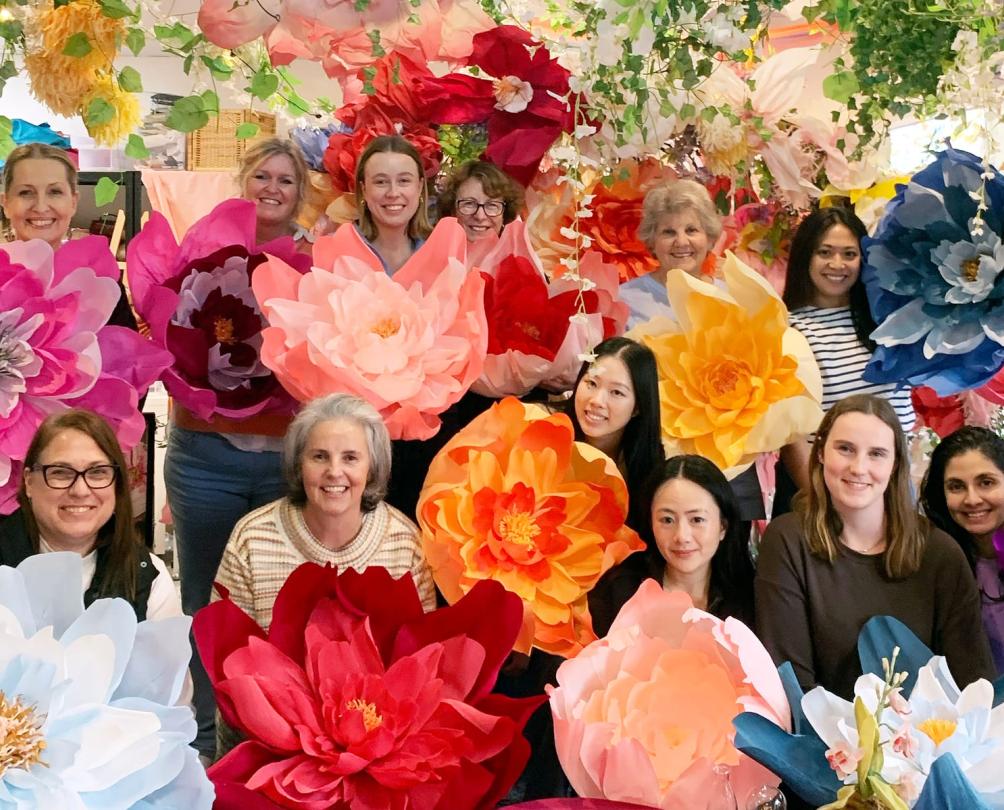a class of paper flowers at Jotterbook in PIAZZA Fremantle