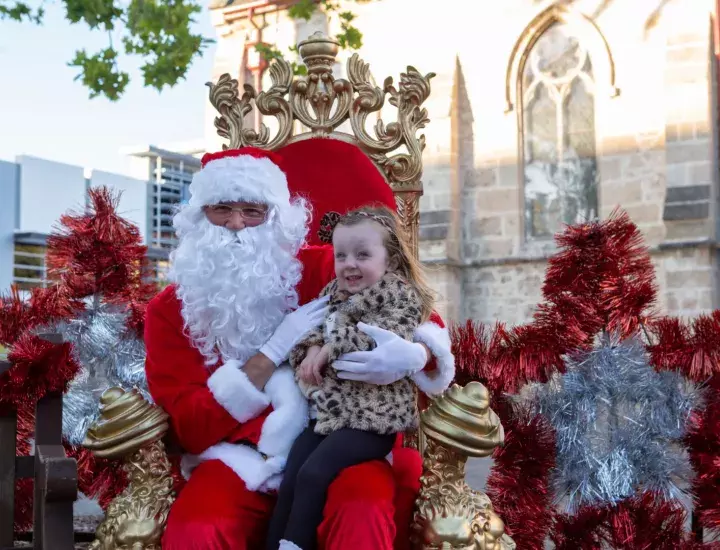 santa and smiling child 