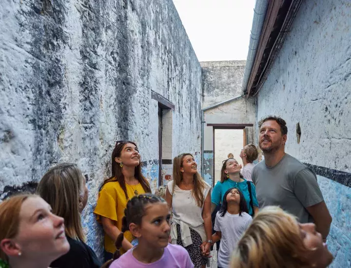 Children and adults at Fremantle Prison on a school holiday tour - captured by Jess Wyld 