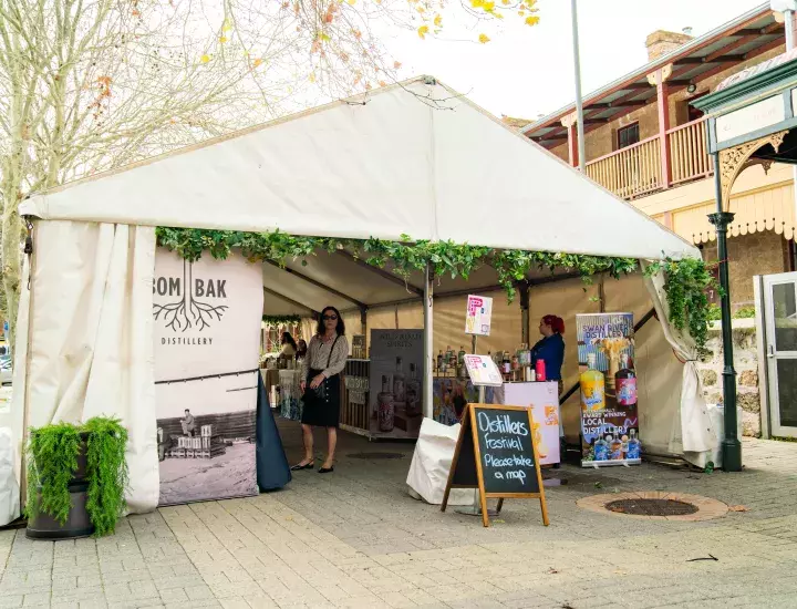 Fremantle Markets Distillery pop up tent.