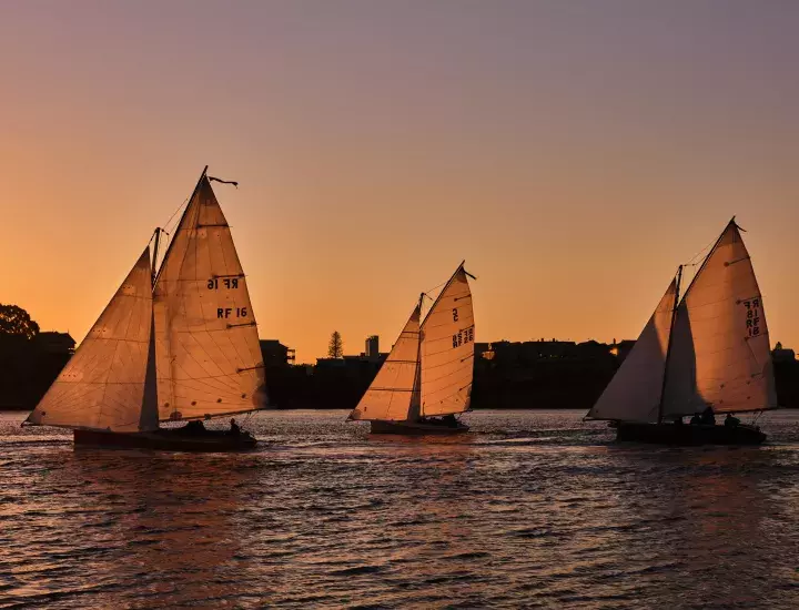 Boats sailing in a bay